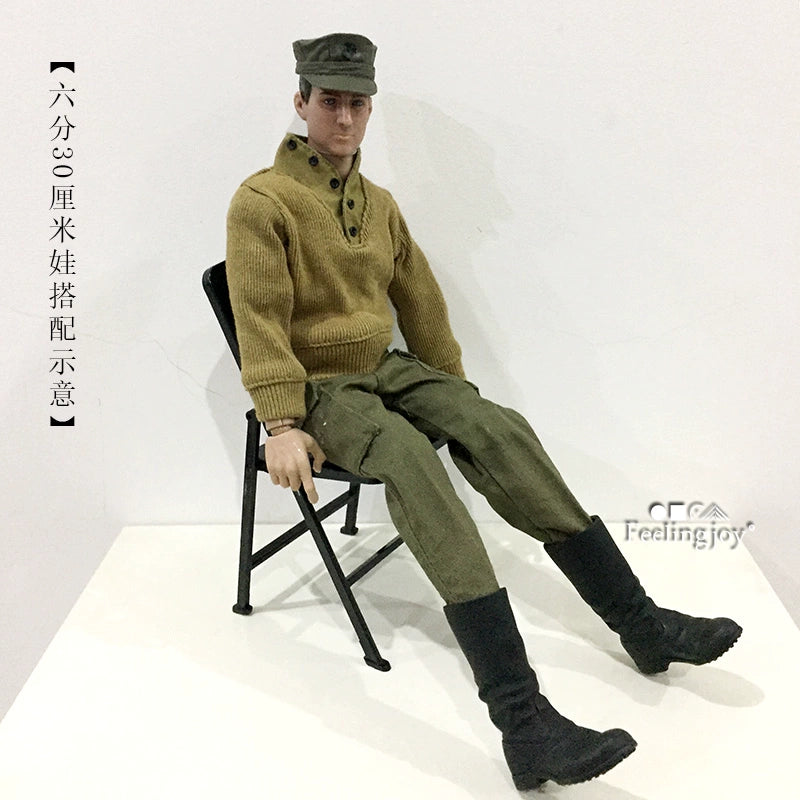 Chaise pliante miniature pour poupée BJD, échelle 1:6, avec coussin et oreiller, accessoire de photographie