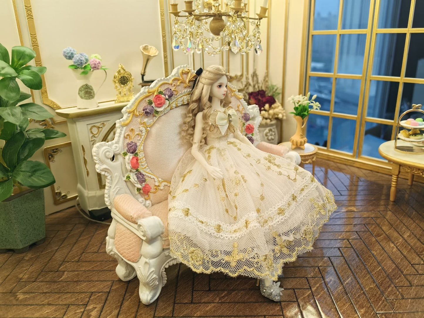 Sofá miniatura a escala 1:12, muebles para casa de muñecas, decoración de sala de estar BJD rosa