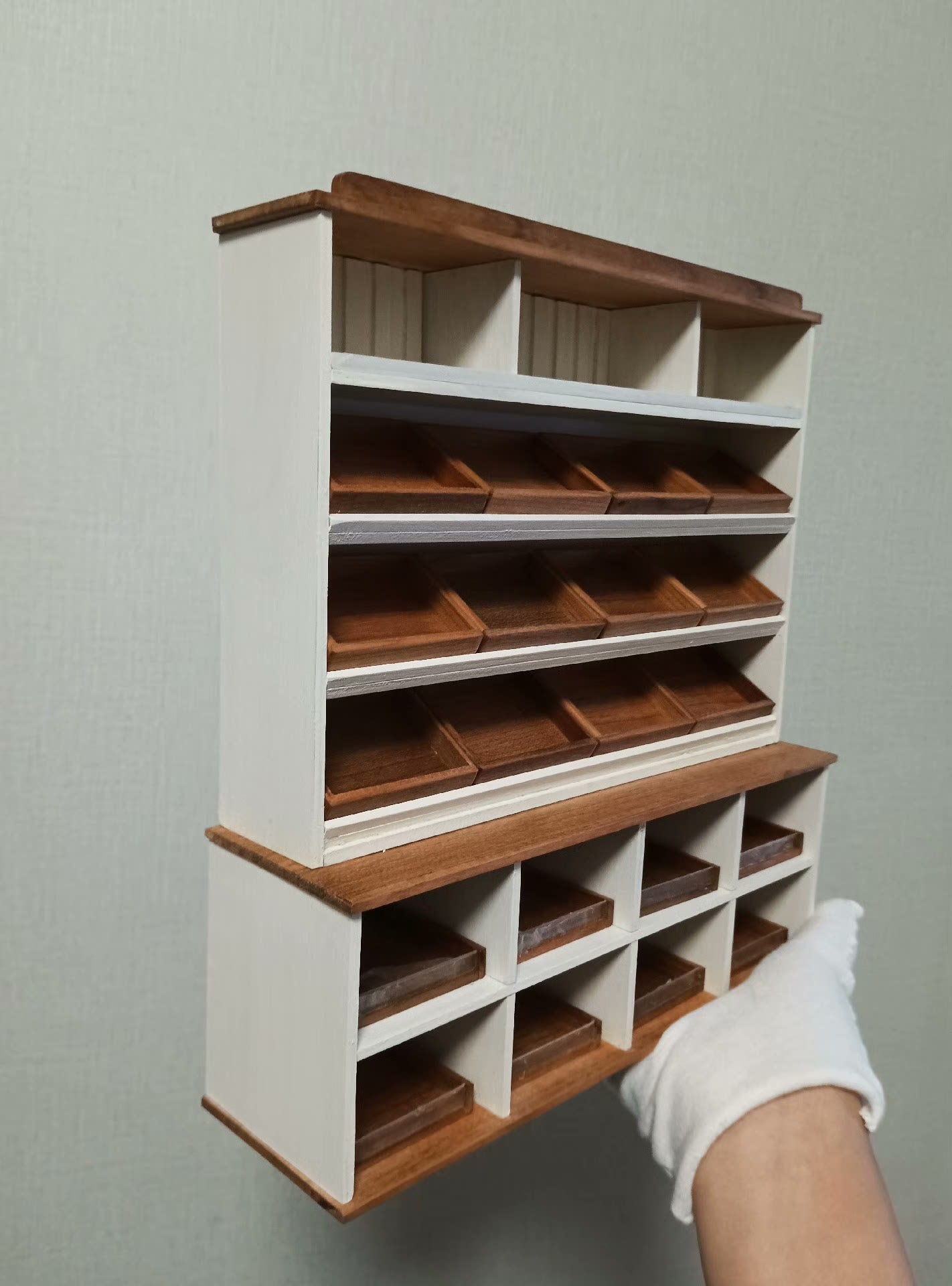 Mueble de pan de madera en miniatura a escala 1:12, mueble vintage para casa de muñecas, accesorio de cocina