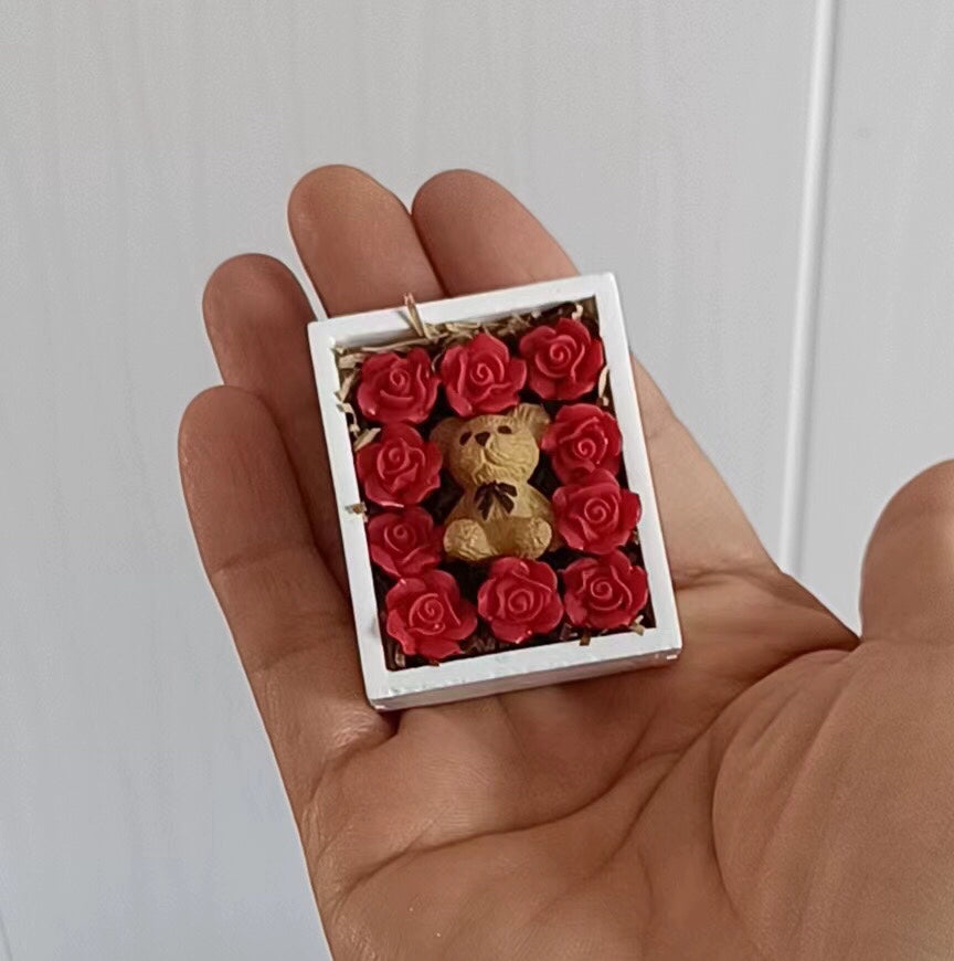 1:6 Scale 1:12 Scale Miniature Teddy Bear Wooden Flower Display Dollhouse Accessory Blythe BJD