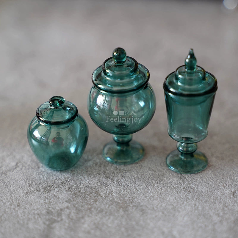 Botellas de vidrio en miniatura a escala 1:6, jarrones, vajilla, accesorios para casa de muñecas, accesorios para escenas BJD y Blythe.