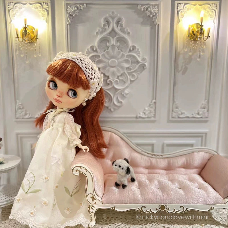 Lámpara de pared de cristal en miniatura a escala 1:6 para casa de muñecas BJD, escena Blythe, accesorios de muebles en miniatura