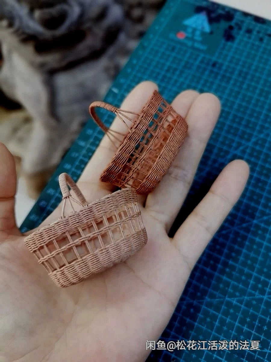 1:6 Scale Miniature Woven Basket Dollhouse Accessory For Blythe And Ob11 Dolls