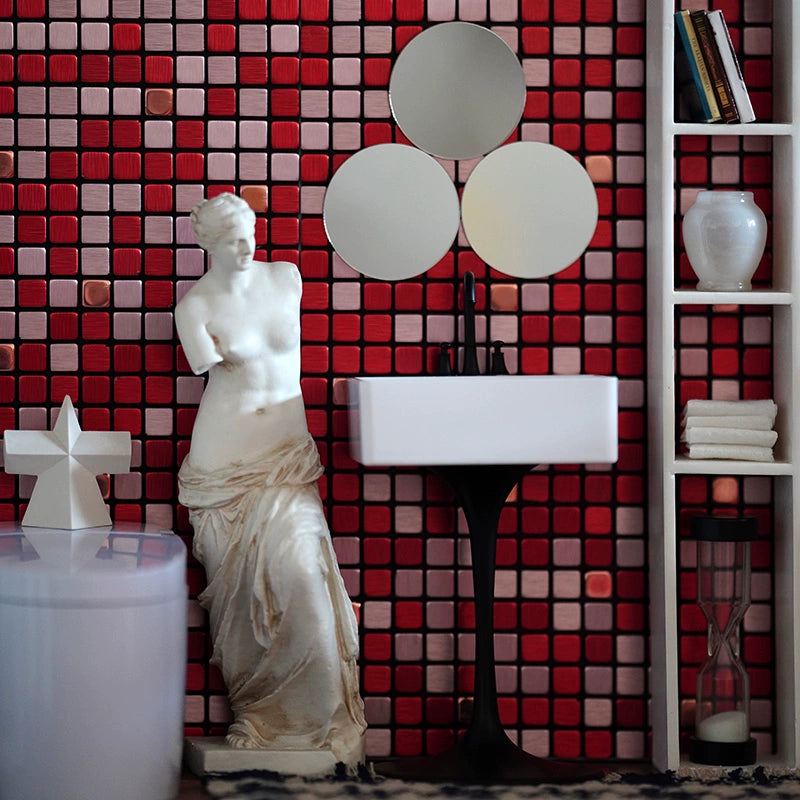1:6 Scale BJD Dollhouse Bathroom Vanity Set With Geometric Mirror Miniature Furniture For Blythe Scene