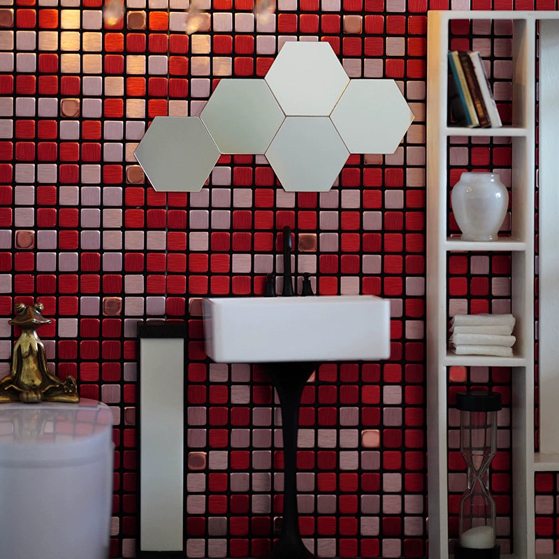 1:6 Scale BJD Dollhouse Bathroom Vanity Set With Geometric Mirror Miniature Furniture For Blythe Scene