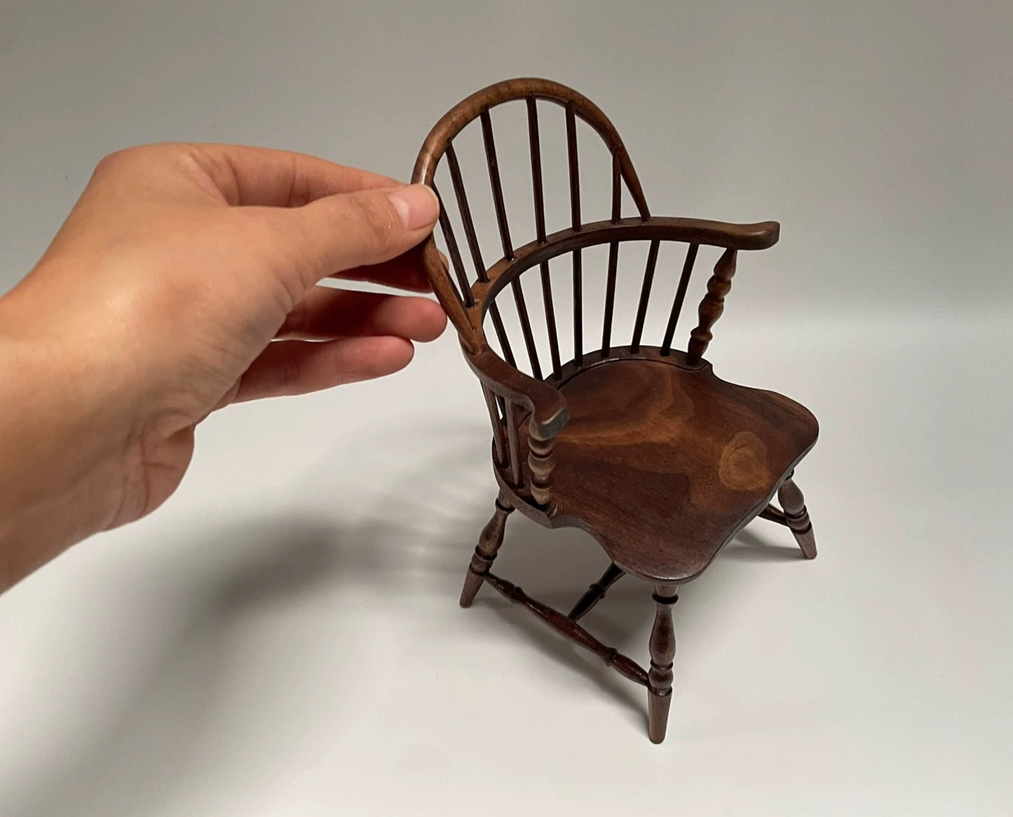 1:6 Scale Walnut Windsor Chair Miniature Dollhouse Furniture