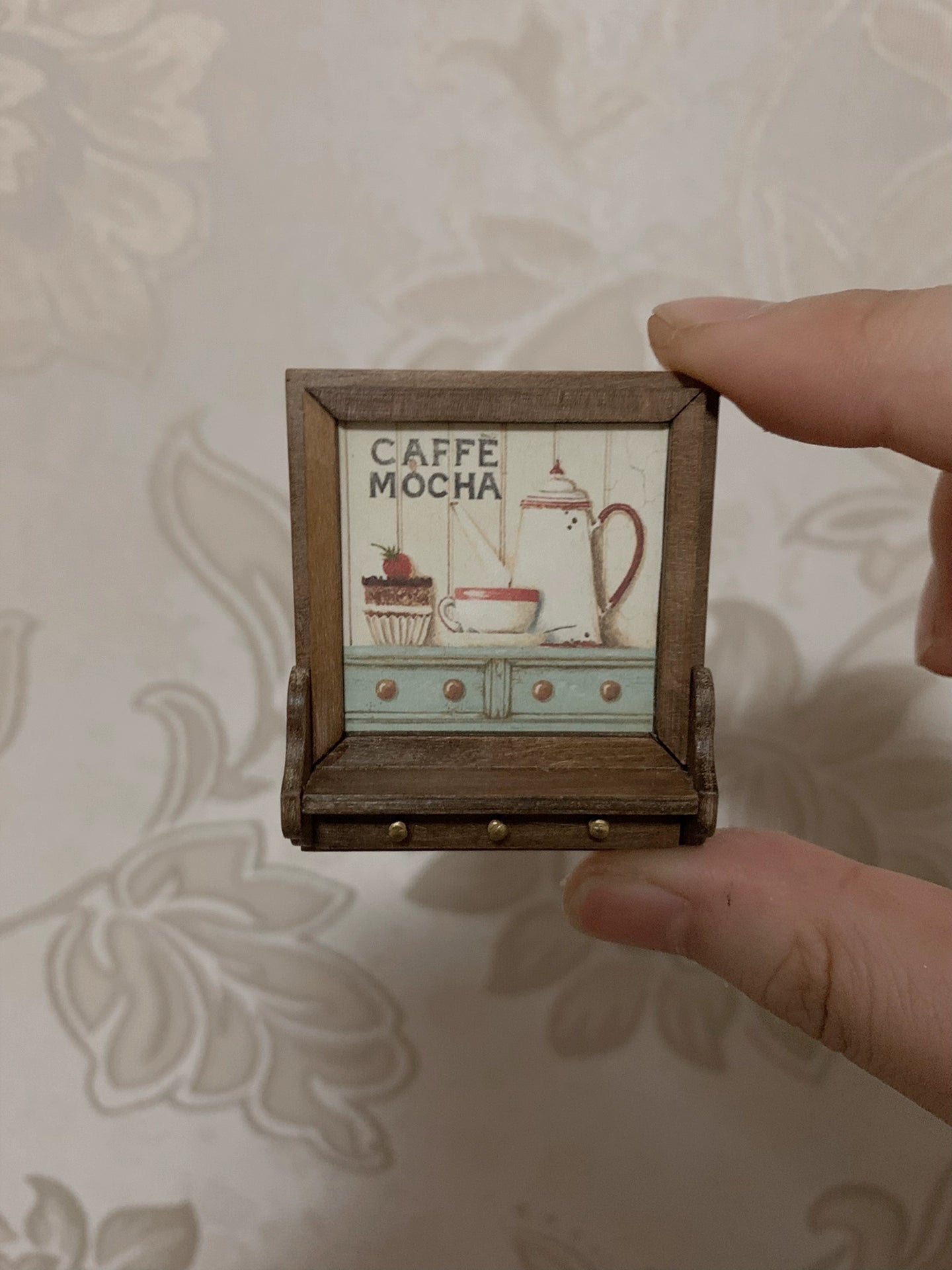 1:12 Scale Miniature Wooden Picture Frame Shelf Dollhouse Furniture Vintage Retro Handmade Display Cabinet