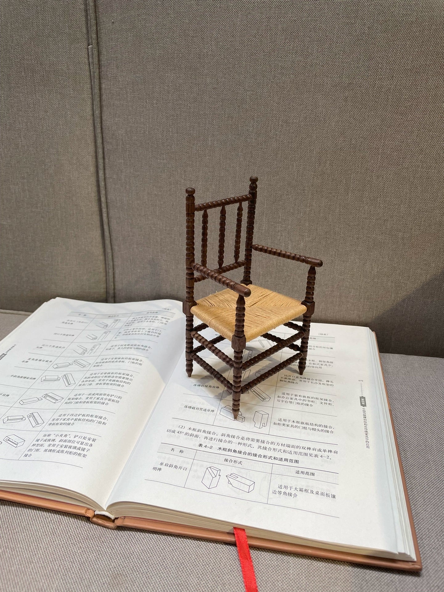 1:6 Scale Woven Replica Miniature Chair With 16cm Height And 7 5cm X 8 5cm Seat