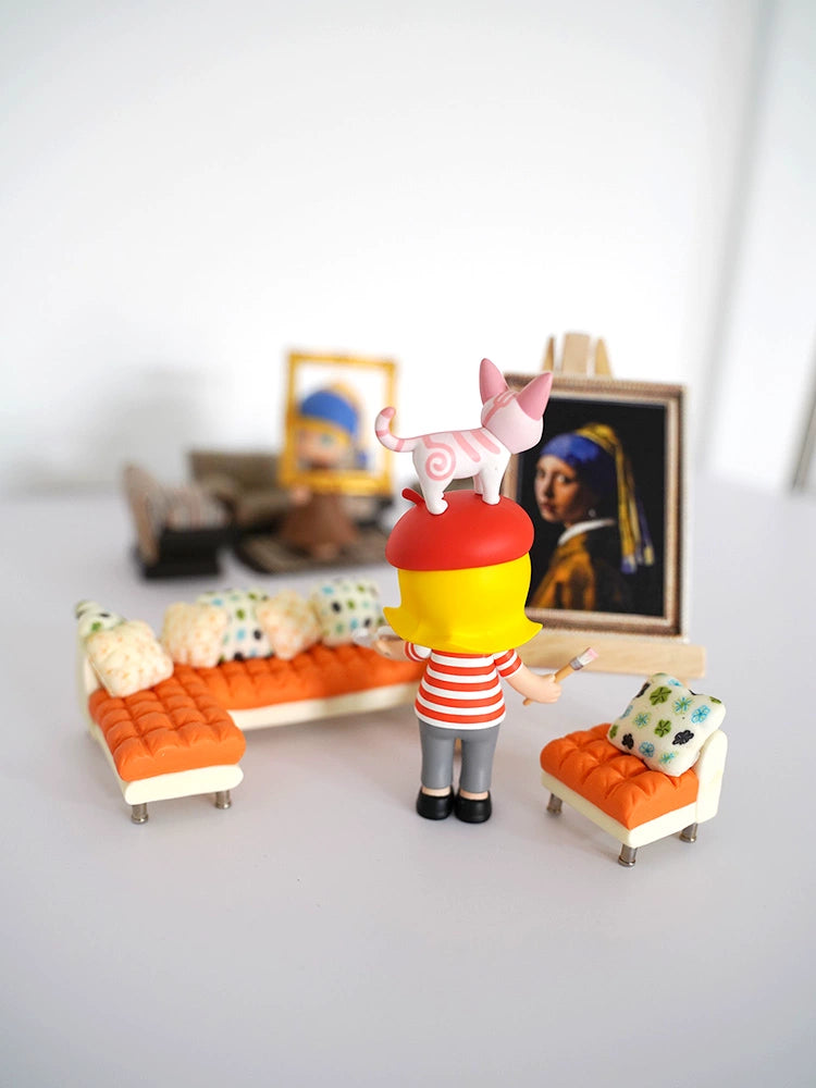 Conjunto de muebles de sala de estar para casa de muñecas en miniatura a escala 1:12, decoración de sofá para exhibición de figuras Nendoroid