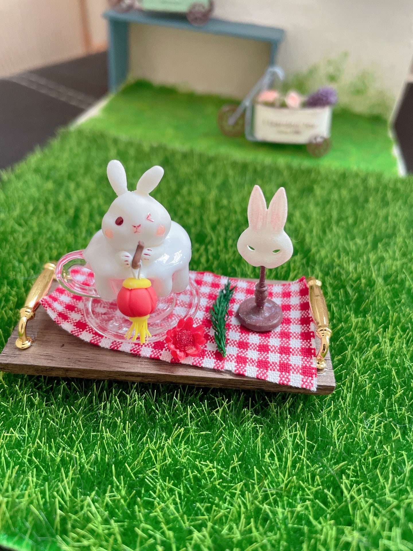 Tasse de lapin miniature en argile à l'échelle 1:12 pour maison de poupée, pâtisserie, scène, nourriture miniature, accessoire de jeu
