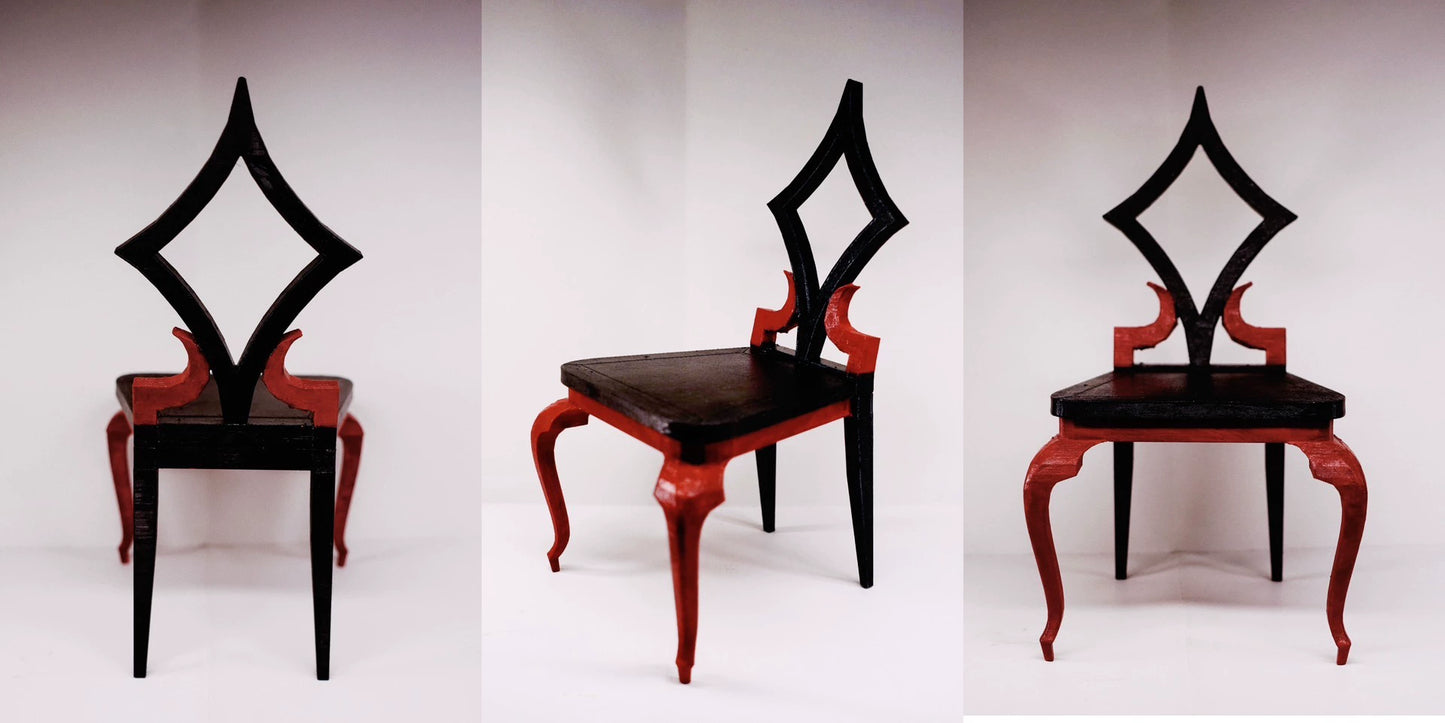 1:12 Scale Miniature Poker Chair Dollhouse Furniture Handmade