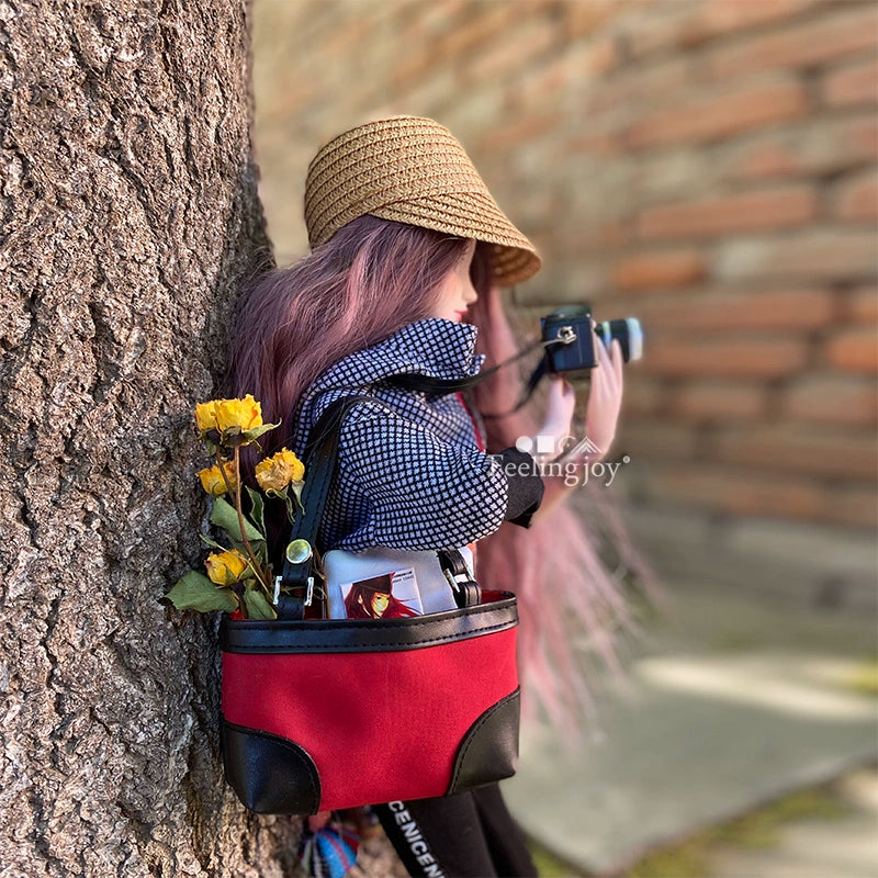 Accesorios en miniatura para muñecas BJD a escala 1:12, cámara, cuaderno, bolsa tipo cubo, caja de picnic