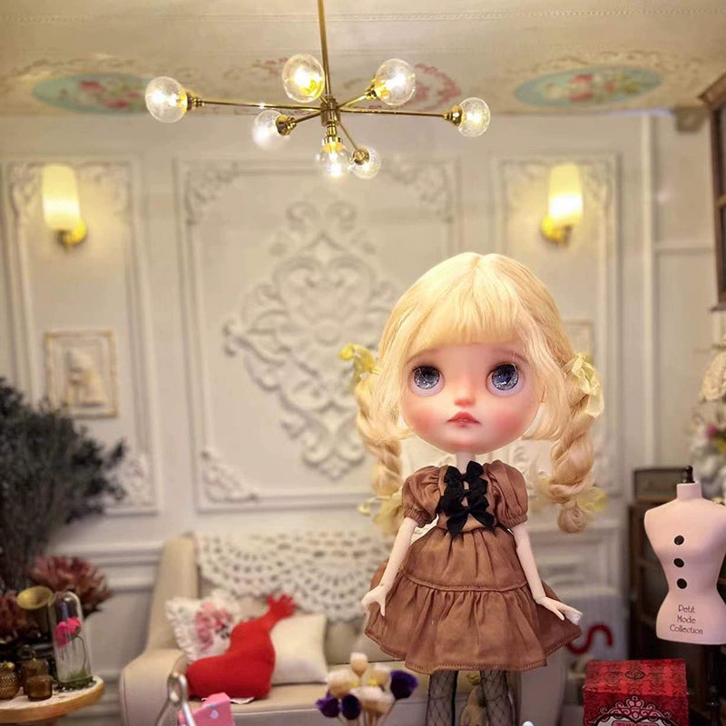 Lampe lumineuse sans fil à haricot magique pour maison de poupée, échelle 1:6, échelle 1:12, BJD Blythe