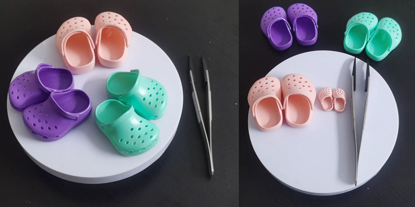 Sandalias Crocs en miniatura a escala 1:12 para casa de muñecas OB11 OB24 Molly Blythe. Accesorios.