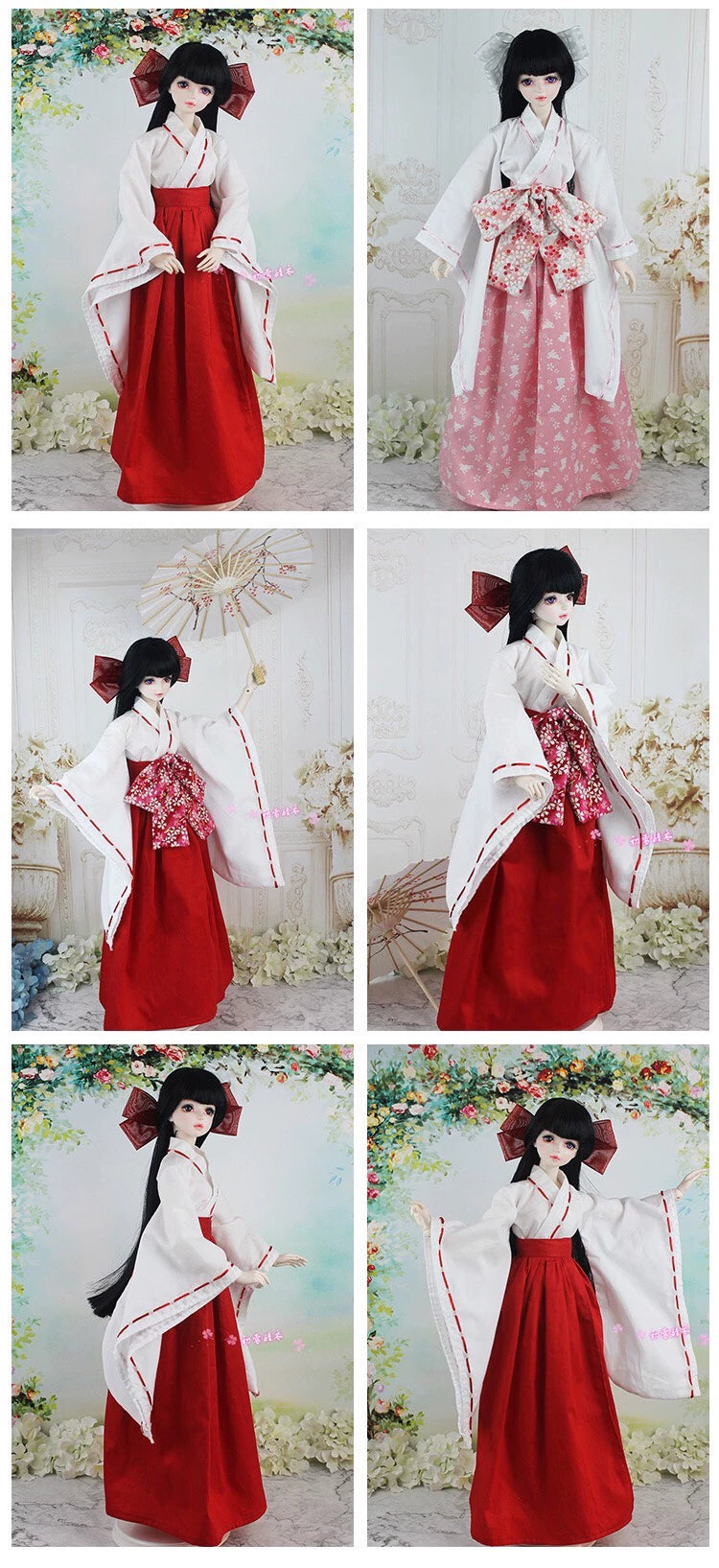 1:6 Scale BJD Inuyasha Kimono Doll Clothes Miniature Outfit