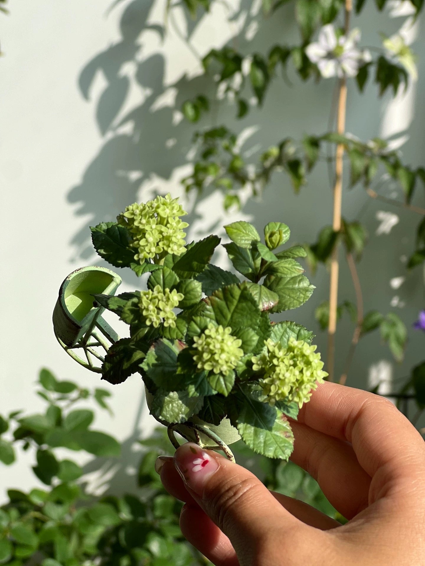 1:6 Scale Miniature Matcha Ice Cream Hydrangea Potted Plant For Blythe Dollhouse Decor