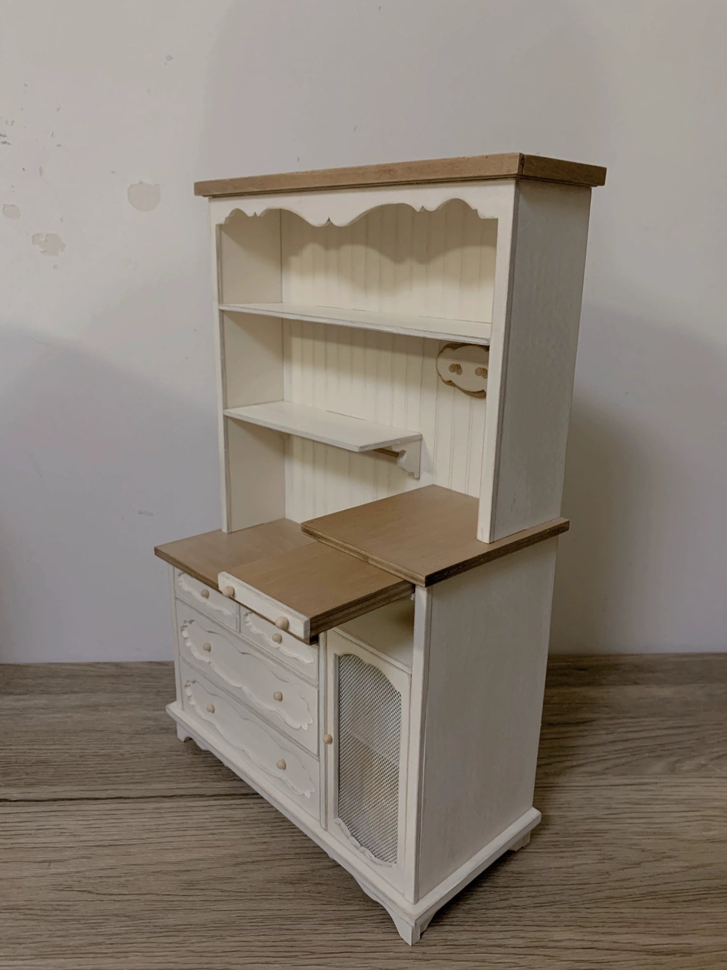 1:12 Scale Miniature French Sideboard Cabinet Vintage Distressed Dollhouse Furniture For Living Room Kitchen