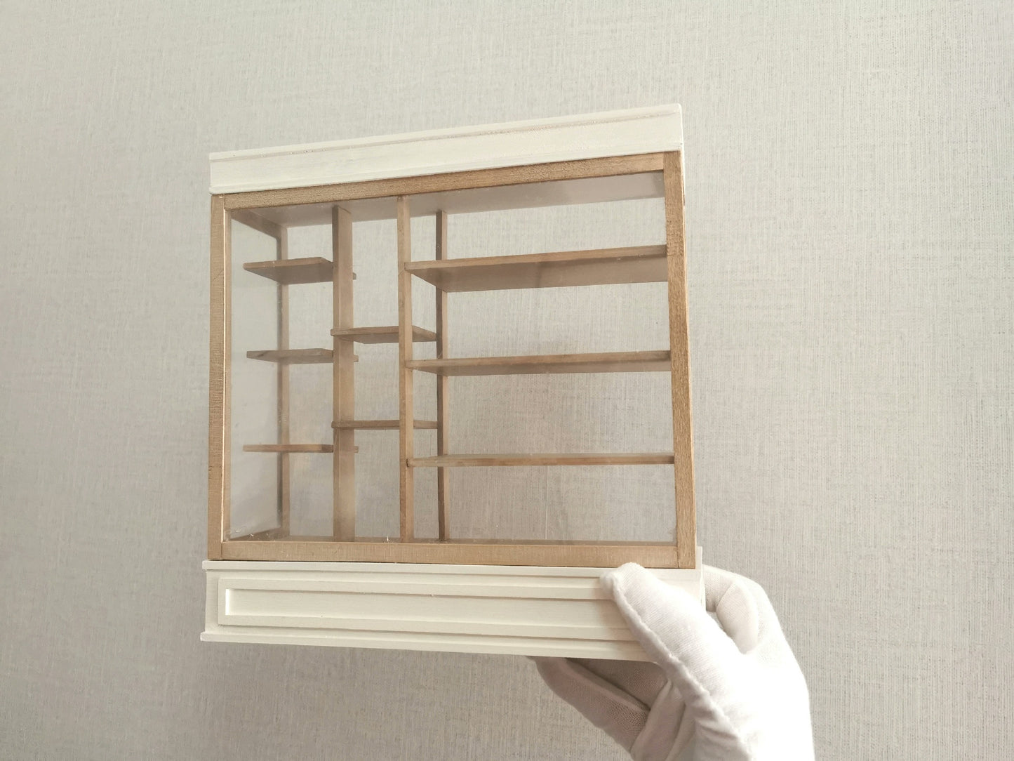 Vitrina de madera en miniatura a escala 1:12, muebles para casa de muñecas para pastelería