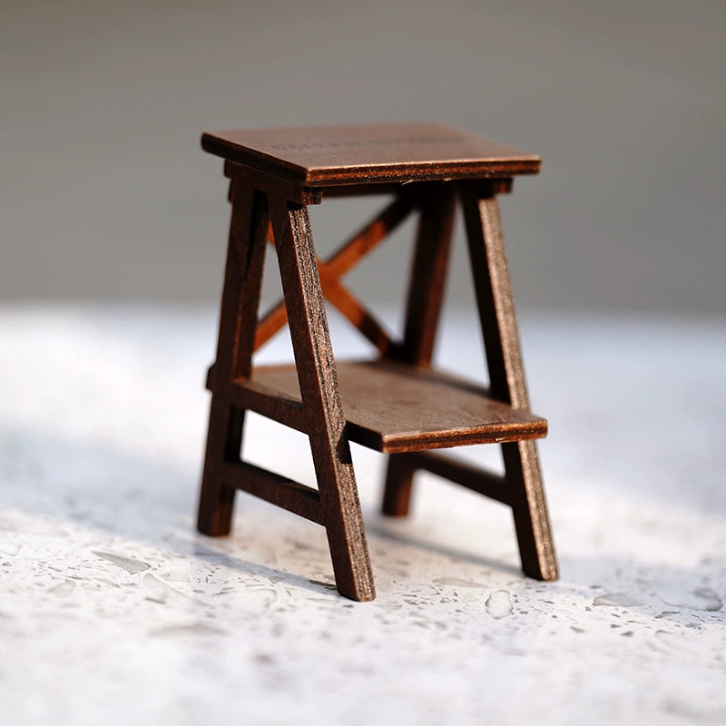 1:12 Scale Miniature Wooden Flower Stand With Potted Plants For Dollhouse Garden Scene BJD Furniture