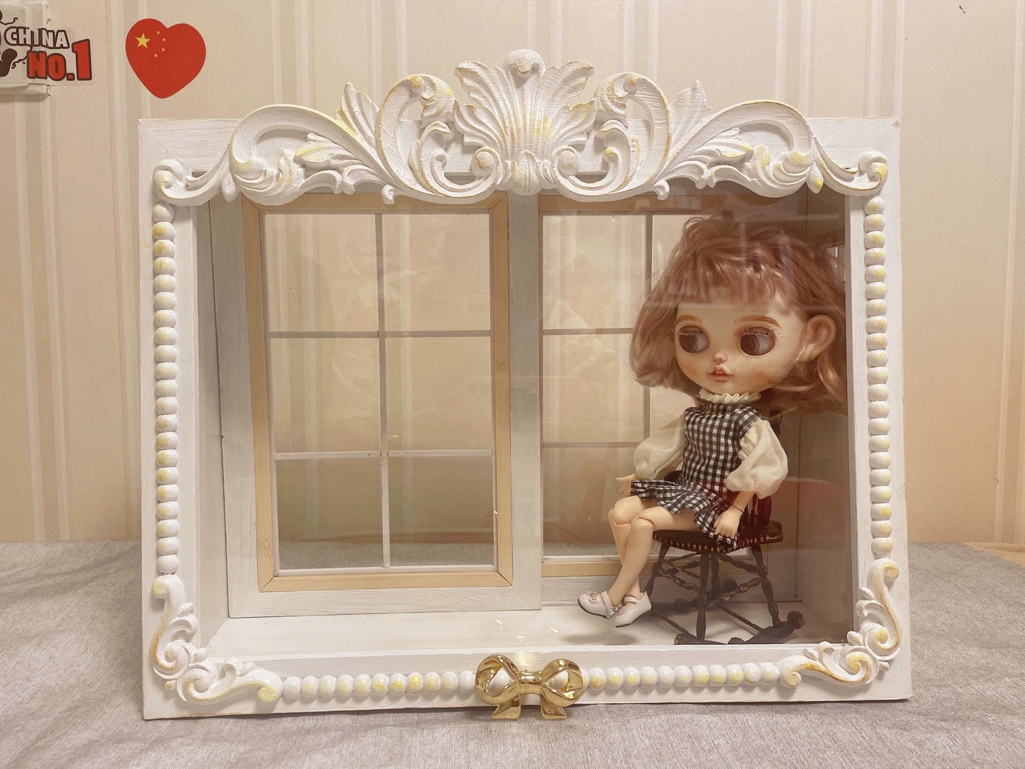 Vitrine de poupée blanche personnalisée à l'échelle 1:6 pour poupée Blythe, meubles miniatures pour maison de poupée