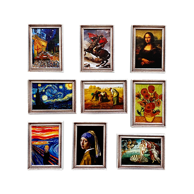 1:12 Scale Miniature Dollhouse Picture Frame Wall Art European Style DIY Miniature Painting Photo Gallery