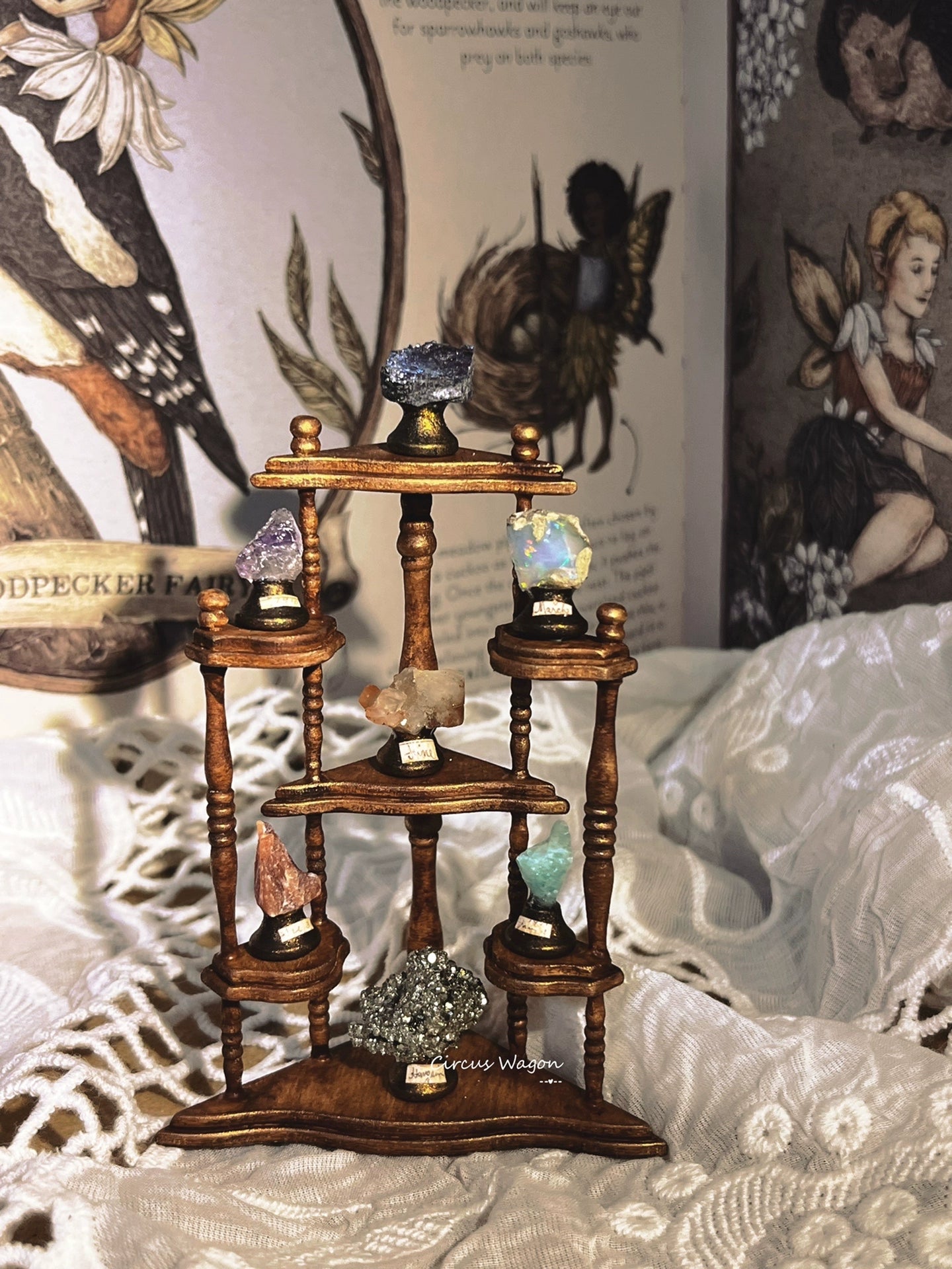 1:12 Scale Wooden Jewelry Display Cabinet Miniature Dollhouse Furniture