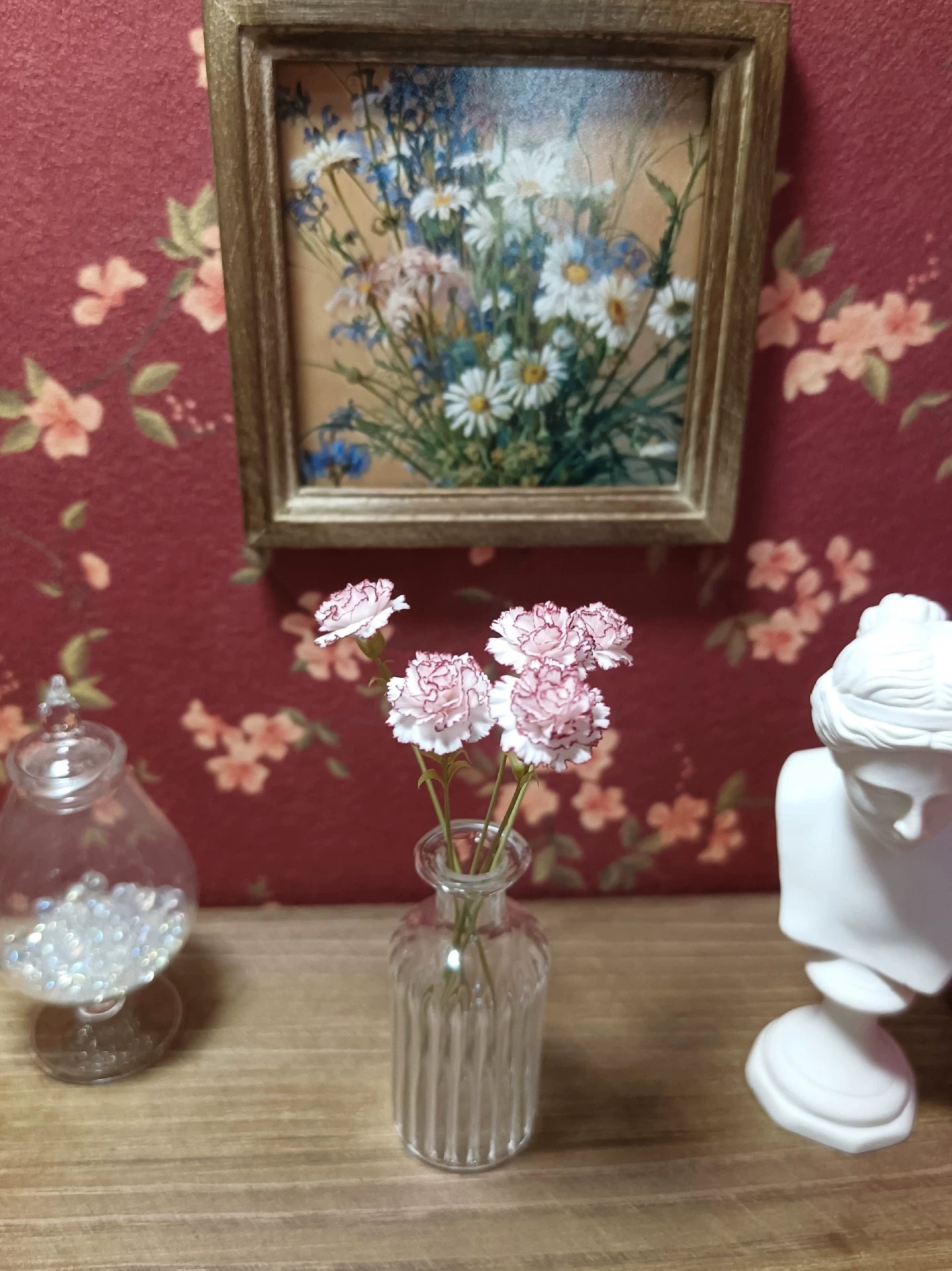1:6 Scale Miniature Clay Carnation Flower BJD Dollhouse Decor Mariposa