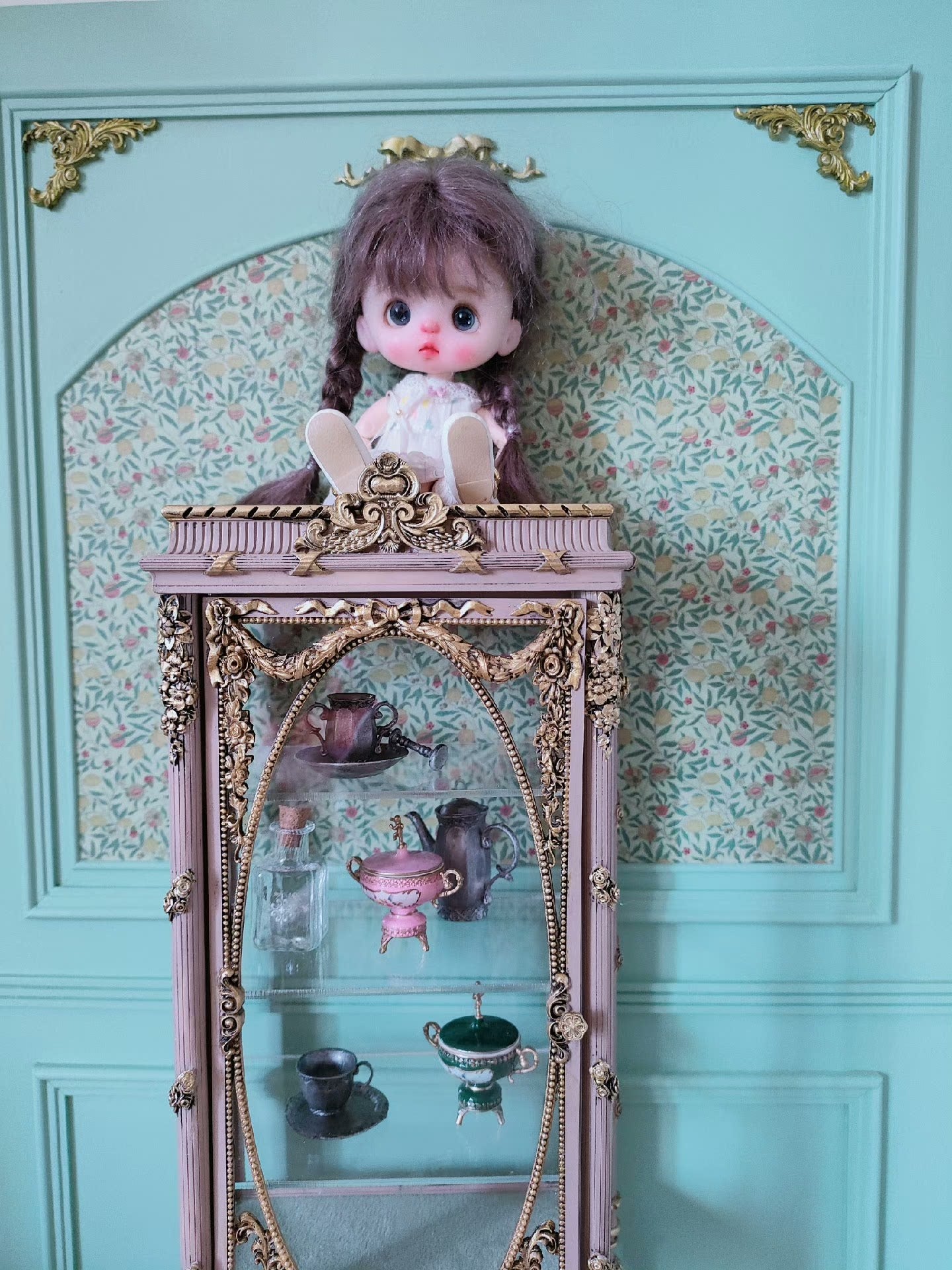 Gabinete de madera a escala 1:12, casa de muñecas en miniatura, mueble de almacenamiento, decoración para sala de estar