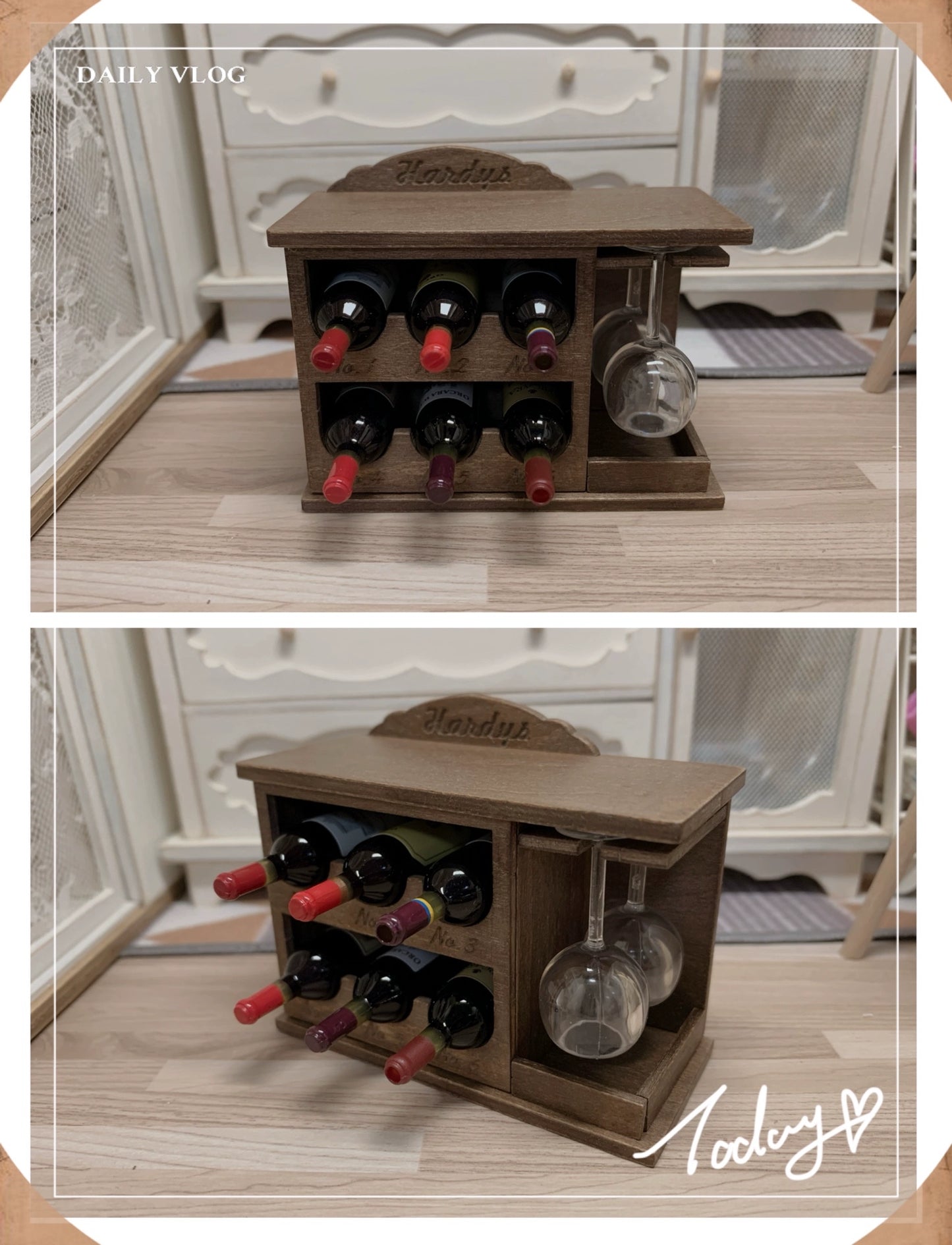 1:12 Scale Miniature Wine Rack Dollhouse Furniture For Living Room