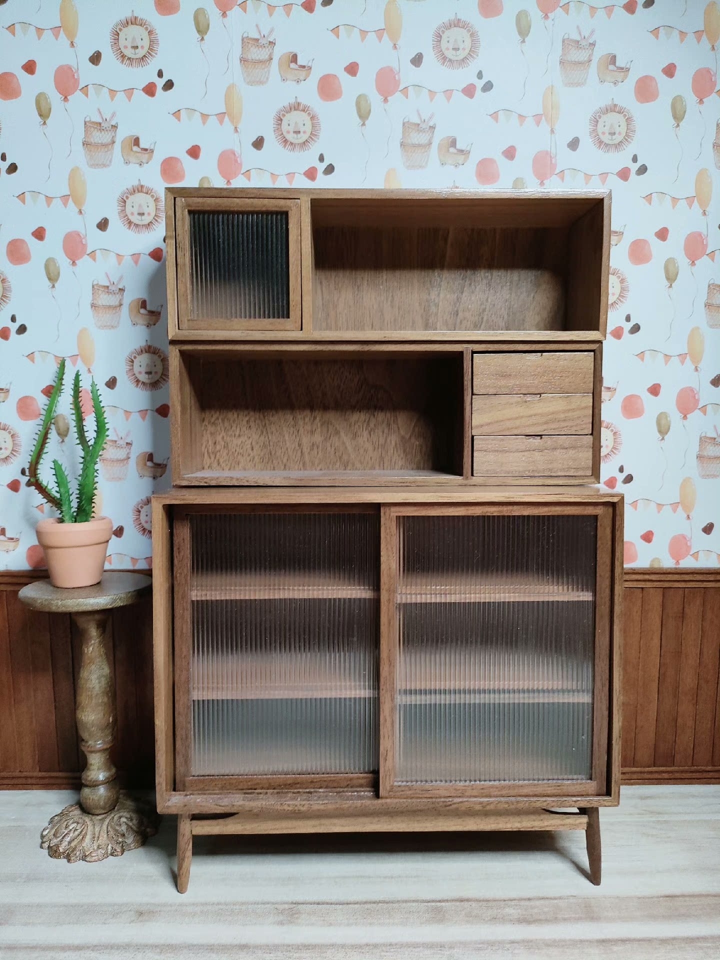 1:6 Scale Wooden Cabinet Miniature Dollhouse Furniture For Blythe And Ob11 Dolls With Multiple Play Options
