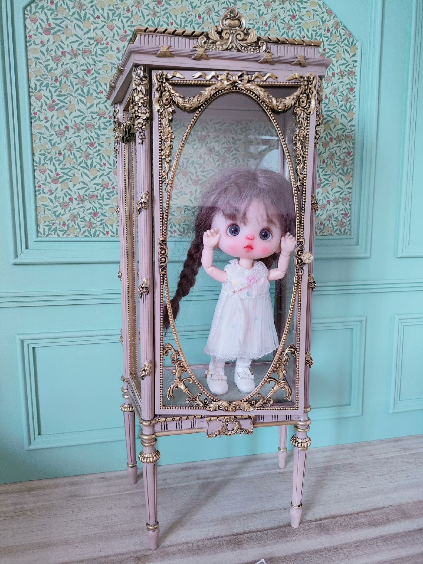 Gabinete de madera a escala 1:12, casa de muñecas en miniatura, mueble de almacenamiento, decoración para sala de estar