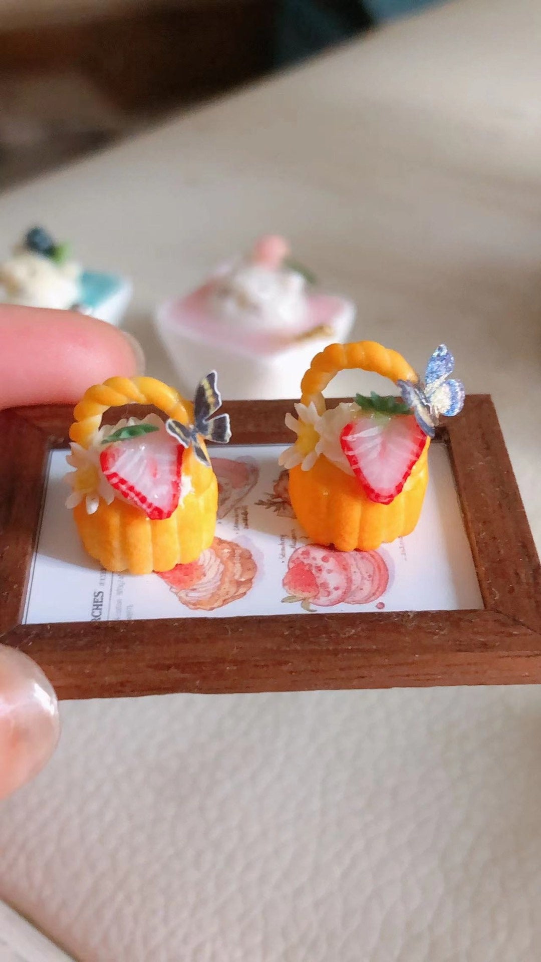 Gâteau en argile miniature à l'échelle 1:12 pour maison de poupée, scène de boulangerie, jeu de nourriture miniature