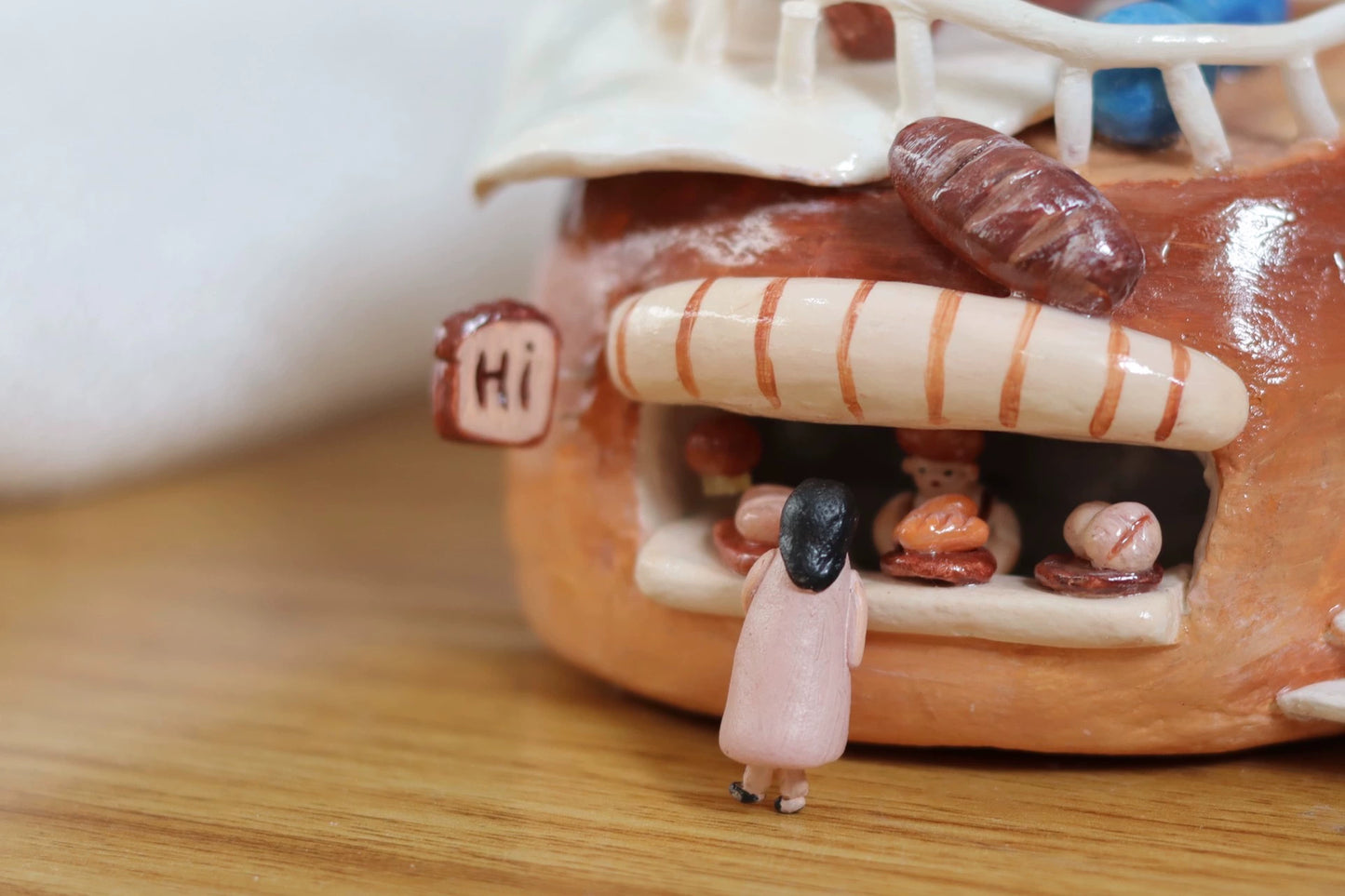 1:12 Scale Miniature Bread House Music Box With Stone Clay Craft