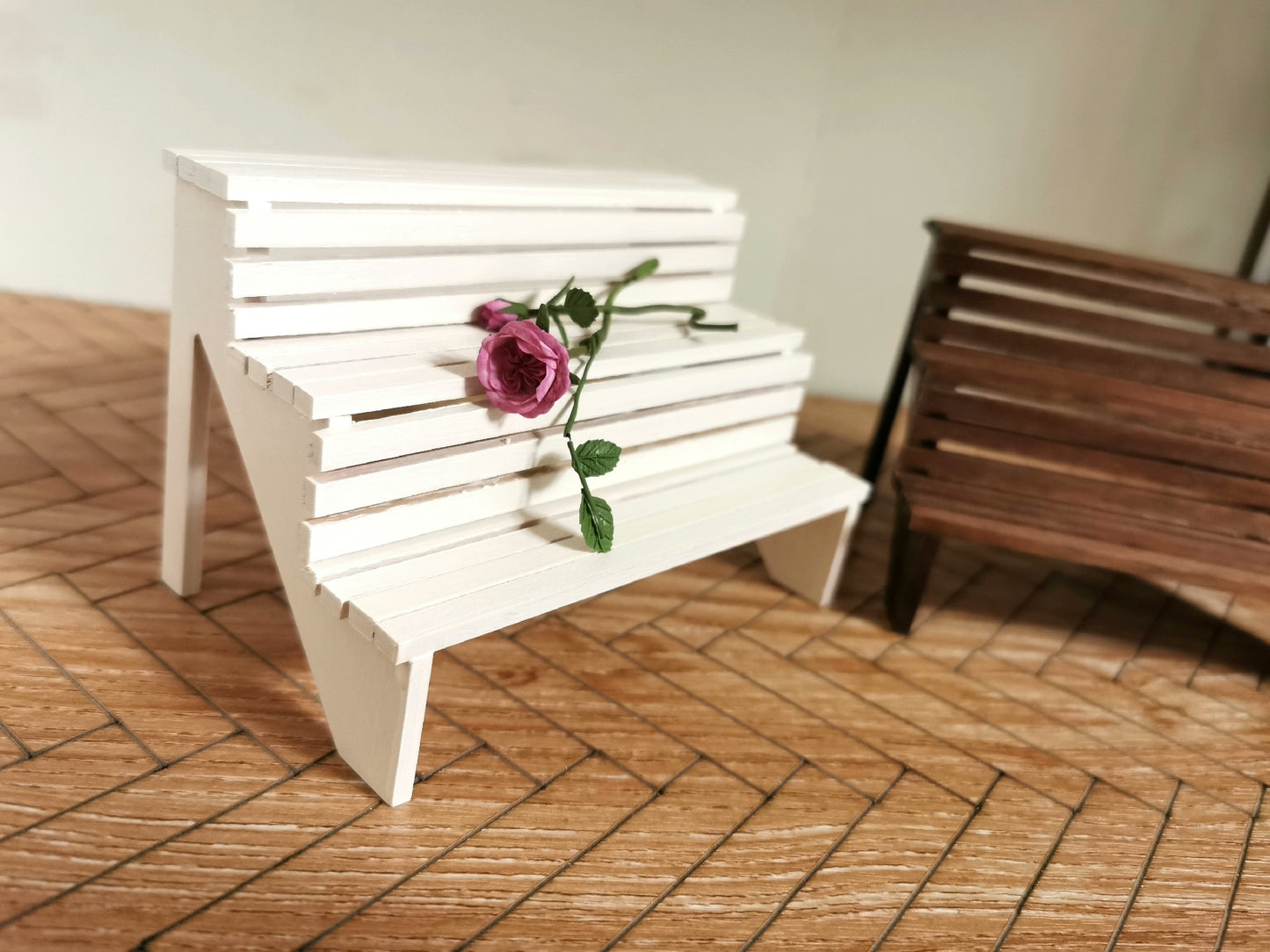 Estante de escalera de madera a escala 1:12, muebles de casa de muñecas en miniatura para exhibición en la sala de estar