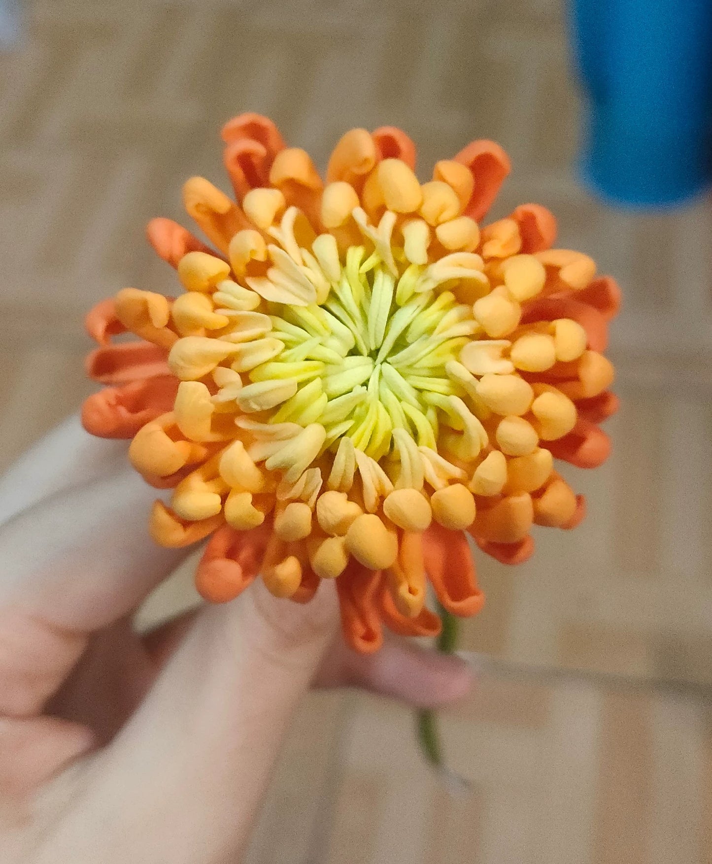 1:12 Scale Handmade Clay Chrysanthemum Miniature Dollhouse Decor