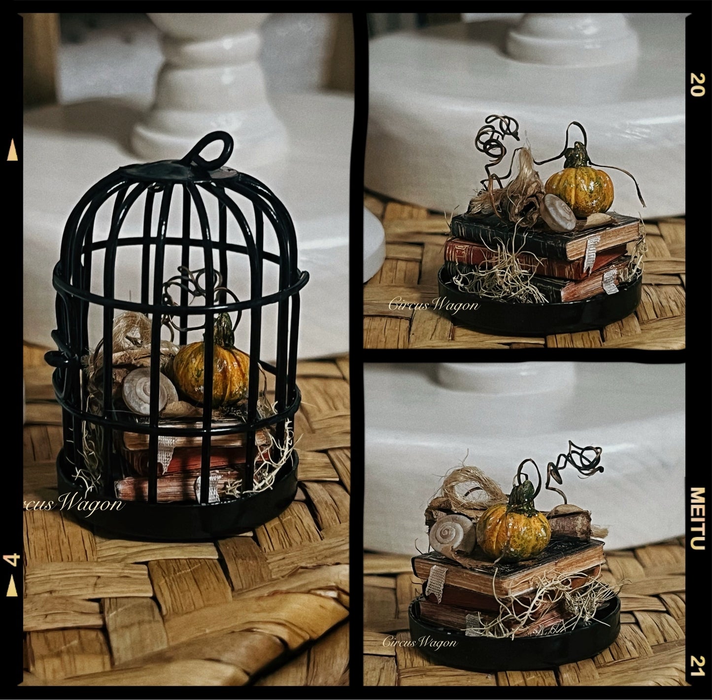 1:12 Scale Miniature Witch House Pumpkin Birdcage Dollhouse Magic Decor Accessories