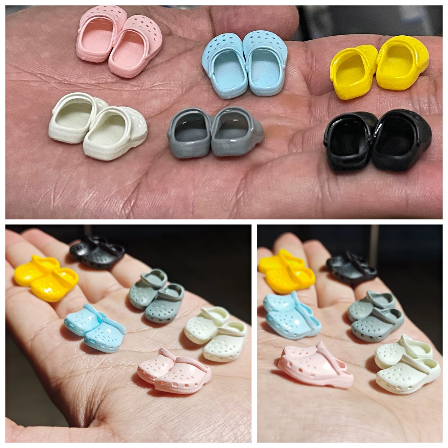 Sandalias Crocs en miniatura a escala 1:12 para casa de muñecas OB11 OB24 Molly Blythe. Accesorios.