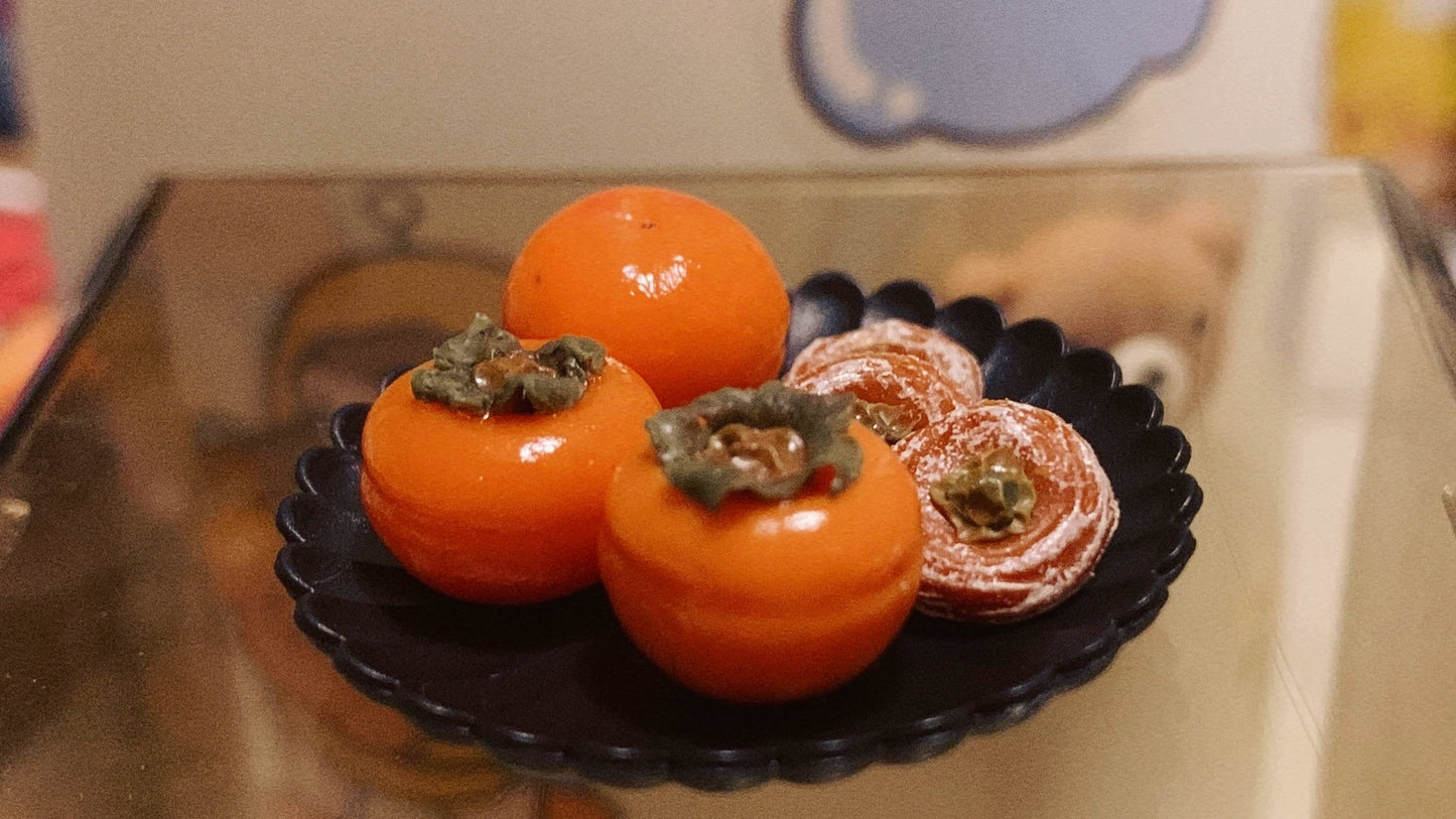 1:12 Scale Miniature Persimmons And Dried Persimmons Set For Dollhouse Kitchen Decor