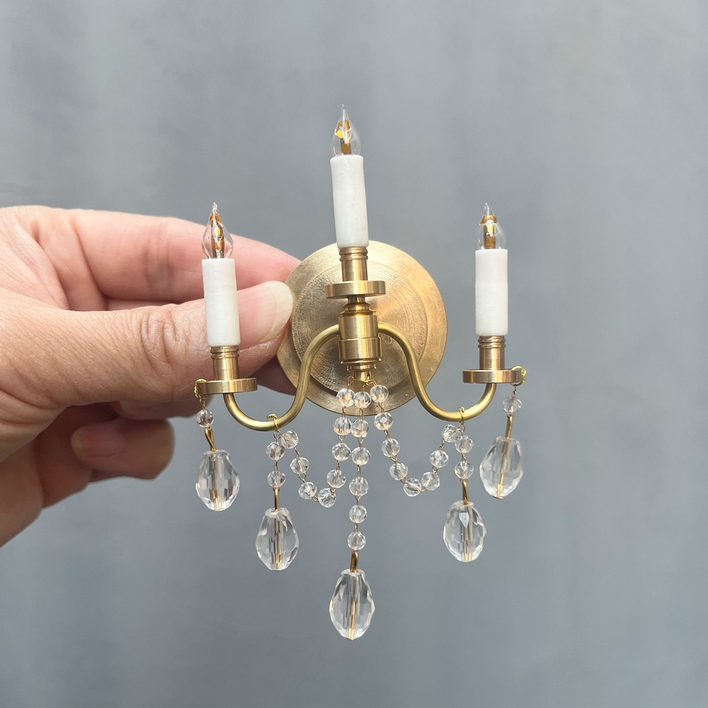Lámpara de pared de cristal en miniatura a escala 1:6 para casa de muñecas BJD, escena Blythe, accesorios de muebles en miniatura