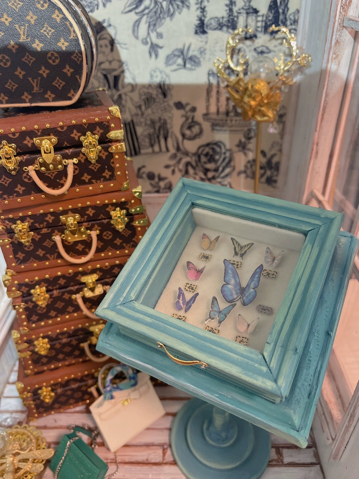 Expositor de joyas en miniatura a escala 1:12, accesorio para casa de muñecas.