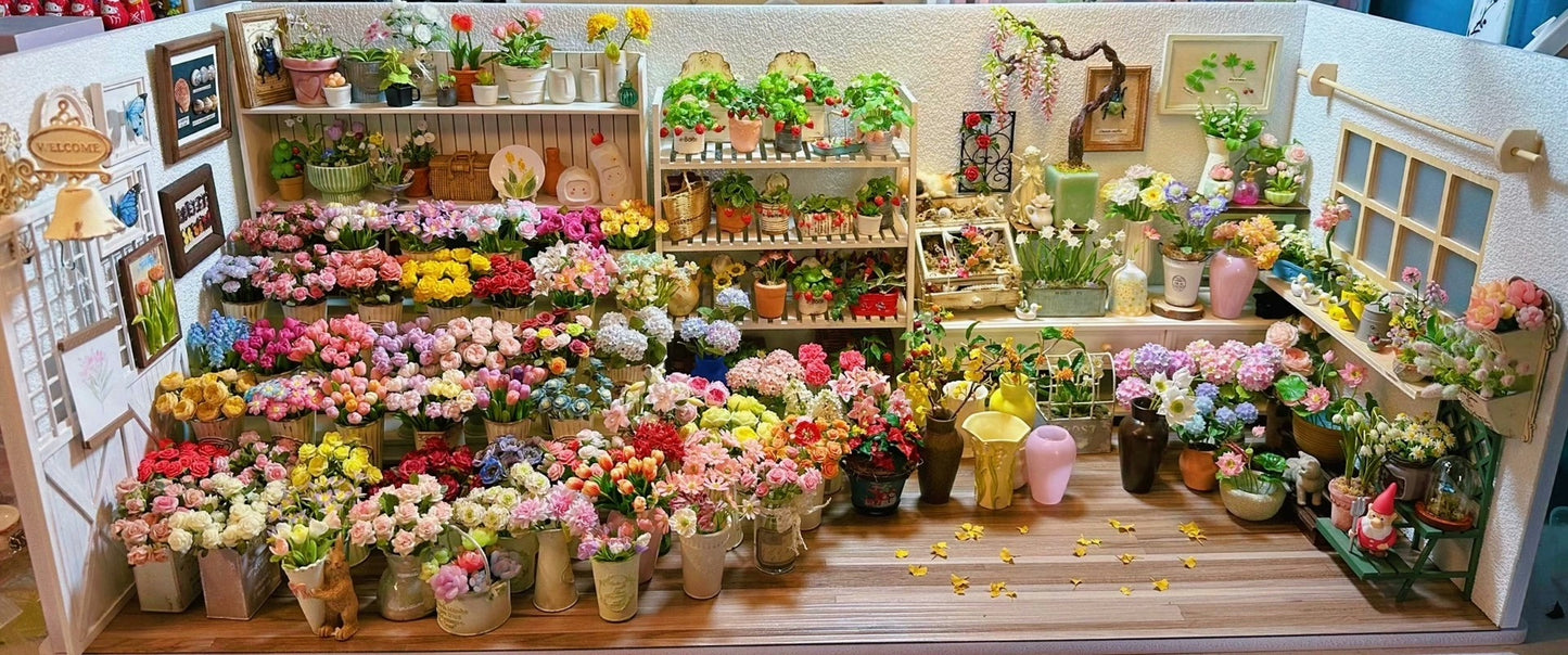 Soporte de flores en miniatura a escala 1:12 con arreglo floral para decoración de jardín de casa de muñecas