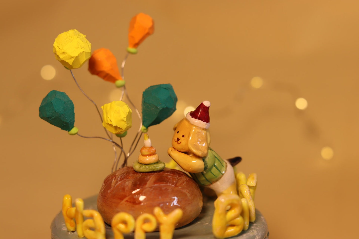 1:12 Scale Miniature Macaron Shop Birthday Puppy Dollhouse Scene