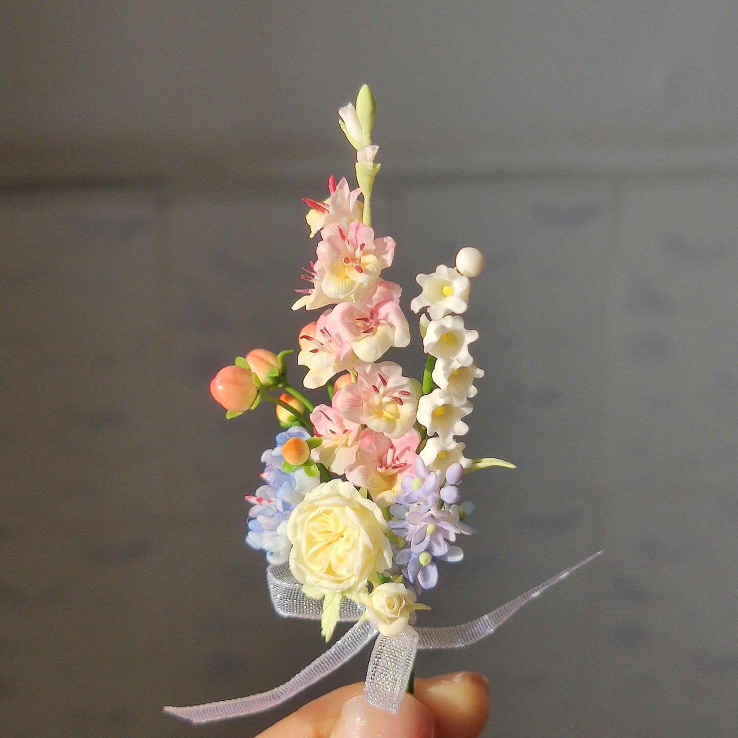 1:6 Scale Clay Flower Bouquet Miniature Dollhouse Accessory