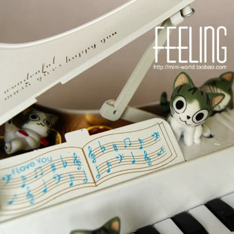 Piano miniature à l'échelle 1:12 avec scène de chat romantique - Cadeau idéal pour la Saint-Valentin