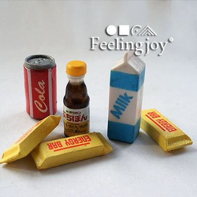 Muebles en miniatura para casa de muñecas a escala 1:12, accesorios, botellas de leche, refresco y jugo, juego de comida