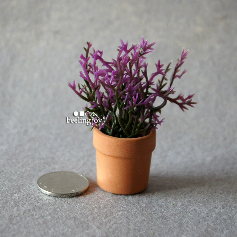 Muebles de casa de muñecas en miniatura a escala 1:12 para armar, modelo BJD Forest OB11, accesorios militares, simulación de plantas pequeñas en macetas.