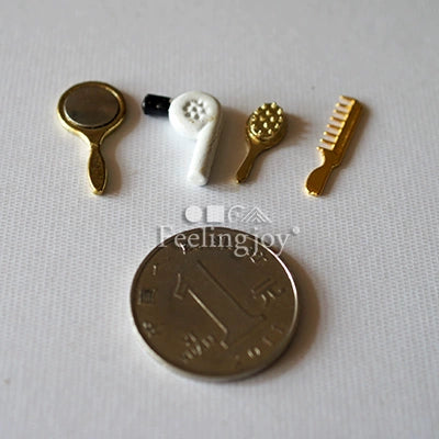 Tocador de casa de muñecas en miniatura - Cómoda de madera a escala 1:12 con espejo y accesorios de decoración DIY