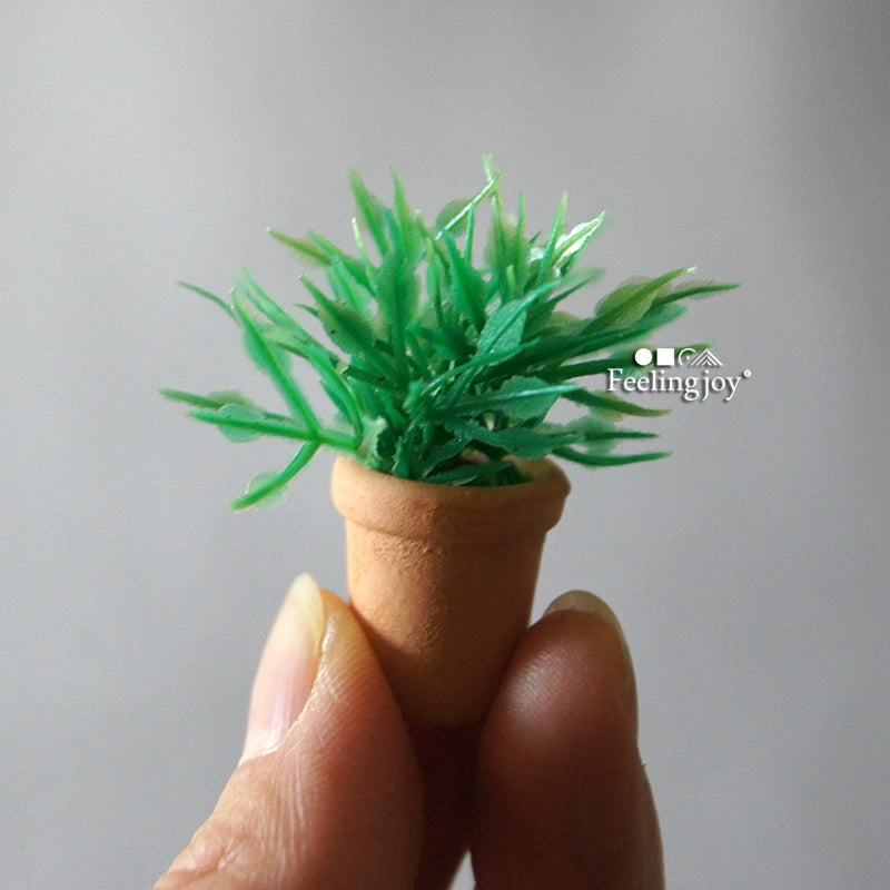 Muebles de casa de muñecas en miniatura a escala 1:12 para armar, modelo BJD Forest OB11, accesorios militares, simulación de plantas pequeñas en macetas.