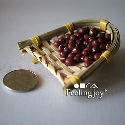 Pelle à poussière miniature en bambou tressé à l'échelle 1:6 pour maison de poupée BJD