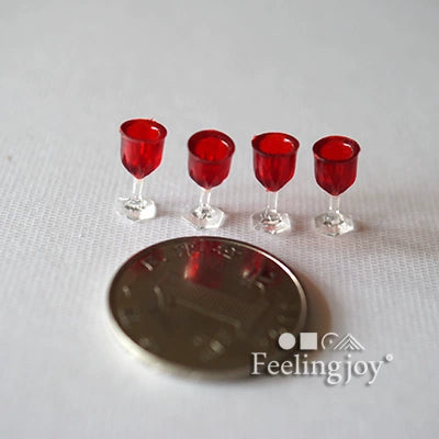 Verre à vin rouge miniature en plastique à l'échelle 1:24, accessoire de scène pour maison de poupée, modèle de nourriture, accessoire de jeu
